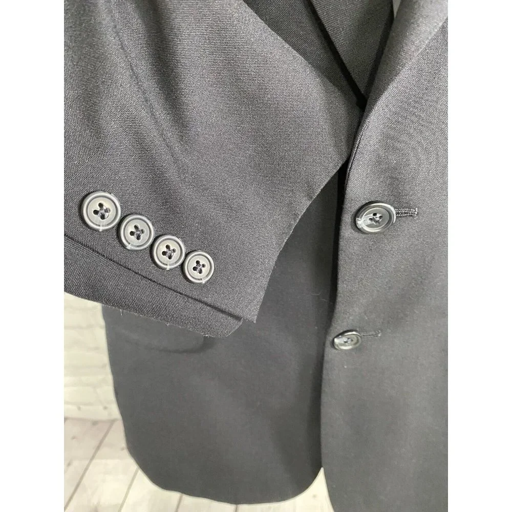 Jos A Bank Gordon Solid Black 100% Wool 2 Button Jacket Blazer 39R